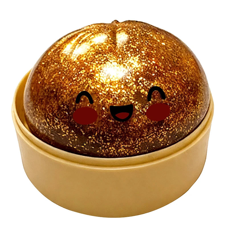 Glitter Dumpling Squishy Toy with Steamer Box – Stress Relief & ADHD Fidget Toy