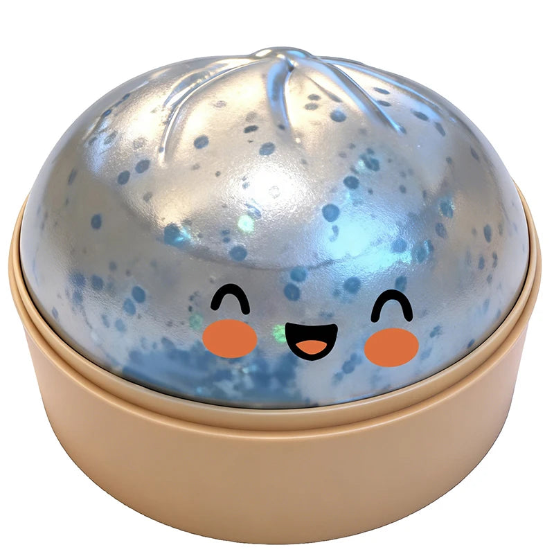 Glitter Dumpling Squishy Toy with Steamer Box – Stress Relief & ADHD Fidget Toy