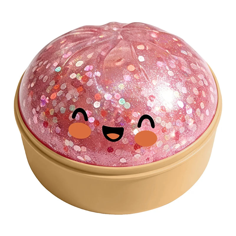 Glitter Dumpling Squishy Toy with Steamer Box – Stress Relief & ADHD Fidget Toy