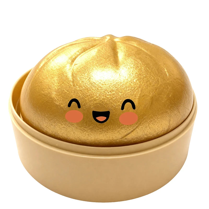Glitter Dumpling Squishy Toy with Steamer Box – Stress Relief & ADHD Fidget Toy